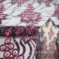 Licht paarse Indiase embbrodiery kant stof voor jurk